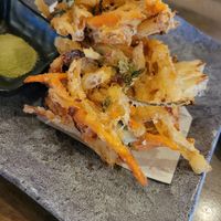 Vegan Tempura (more fritters, but tasty and comes with a vegan broth) at Shoku Izakaya in Banff