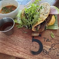 2 tacos, 1 was mushroom the other I forgot   at 5 Tacos and Beers in Berkeley