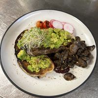 Smashed avo (no feta) with mushrooms   at The Deck Bar in Darwin