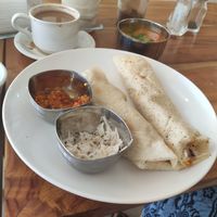 Masala dosa and cardamom chai with oatmilk...we were super lucky to come on the right day for dosa at ChaiKaffie  in Denpasar