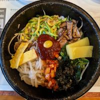 Bibimbap in a stone bowl without meat at Hankook Jib  in Jeonju