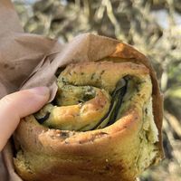 Wild garlic roll; with onion and courgette 😋  at Pomodoro E Basilico  in West London