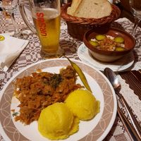Polenta, sauerkraut and bean soup. at Sergiana in Brasov