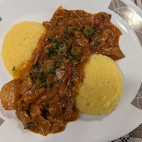 "Stewed mushroom with polenta" at Sergiana in Brasov
