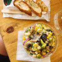Vegan Ceviche, fresh mushroom, corn, peppers, onions and palm hearts with a flavorful citrus dressing at Amukan Gourmet  in Chiloe