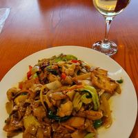 Flat rice noodles with chilli tofu and mixed veg at Riverland Hokkien Chinese Restaurant in Berri