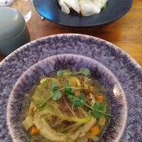 Cabbage rolls and celeriac with black rice at La Belle Verte in Toulouse