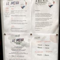 Menu, story, times.  at La Belle Verte in Toulouse