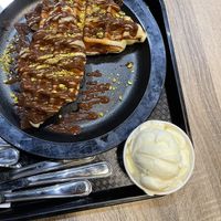 Vegan Croffle with pistachios and dark chocolate   at D Spot Desserts in Guelph