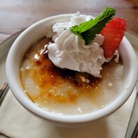 Vegan version of creme brulee at The Ginger Mule in Houston