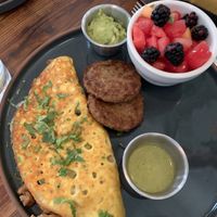Hearty omelette with fruit cup  at The Ginger Mule in Houston