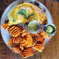 Hearty Omelette with mushrooms at The Ginger Mule in Houston