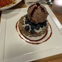 Live Blueberry Pie desert with Date Ice Cream on top.   at Candle in New York City
