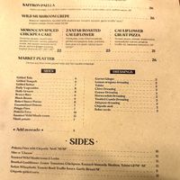 Menu: Entrees & Sides  at Candle in New York City