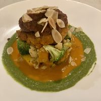 Moroccan Spiced Chickpea Cake, gluten-free version.  Our longtime dinner favorite, since they opened.  at Candle in New York City