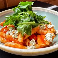Spicy rigatoni with tofu cheese and Pomodoro sauce at Tribu de Fuego in Bogota