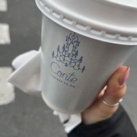 “Small” latte with sirup and Almond milk; really a fair price. 4.10€ while the cup is pretty big!  at Conte Coffee To Go in Graz