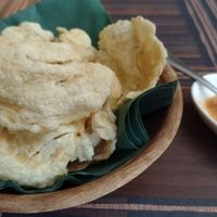 Emping (vegan krupuk/crackers made from melinjo or belinjo nuts) at Restaurant Candi Borobudur in Bussum