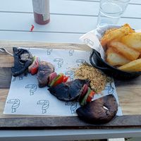 Cassava chips and veggie skewer at Nosso Café in West Lakes