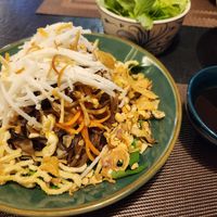 Black garlic mixed brown rice noodles! at Green Inn - Nhà hàng thuần chay in Hanoi