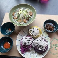 Pho + sticky rice (sauce soo good)   at Green Inn - Nhà hàng thuần chay in Hanoi