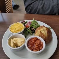 Jacket potato, cheese and beans (vegan) at Sapcote Garden Centre Cafe    in Leicester