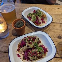 Aubergine tacos and cauliflower tacos (both vegan) at The Taco Box in Chichester