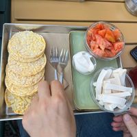 Fake mozzarella, tomatoes, veg mayo  at Flora et Labora in Milan