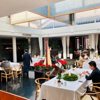 Indoor courtyard seating at King's Joy 京兆尹 in Beijing