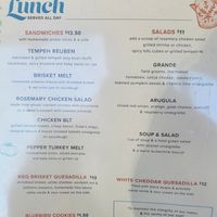 Menu at Ria's Bluebird in Atlanta