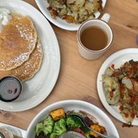 me and my friend’s plates! at Ria's Bluebird in Atlanta