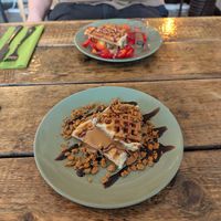 Biscoff Croffles and Strawberry pistachio Croffles. at Comewell's in North London
