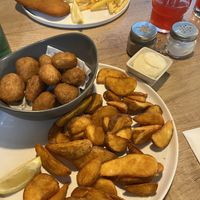 chilli cheese nuggets and vegan wiener snitzel  at Das Delicious in Vienna
