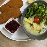 No Surf and Turf with potato salad  at Das Delicious in Vienna