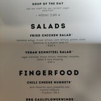 English menu at Das Delicious in Vienna