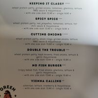 English menu at Das Delicious in Vienna