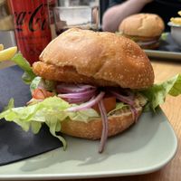Hummus and guacamole burger  at Au Bon Coin   in Morzine