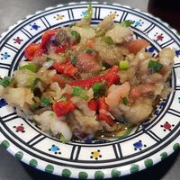 Vegan eggplant salad (one of the mezze) at MOMS in Bremen