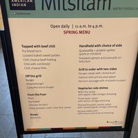 Seasonal menu. Note veggie sides and items that can be modified. (This isn’t the entire menu)  at Mitsitam Native Foods Cafe in Washington