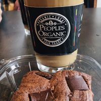 Oat milk latte and vegan gf brownie ❤️  at Peoples Organic in Plymouth