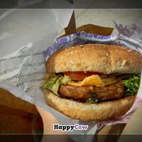 A burger with mushrooms at East Side Burgers in Paris