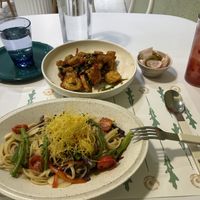 Pasta and Fried Mushrooms  at Plantude - I'Park Mall Yongsan in Seoul