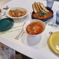 Get the tofu from hell with side dish of tomato soup at Plantude - I'Park Mall Yongsan in Seoul