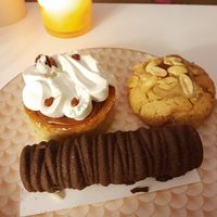 Pecan pie, peanut butter cookie, chocolate bûche at Copains  in Paris