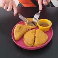 Vegetable empanadas, very tasty! at María Candela  in Bogota