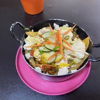 Weird mix of chorizo and fries and veg but still nice   at María Candela  in Bogota