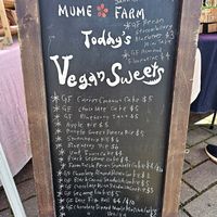 Vegan sweets menu at Mume Farm in Orland