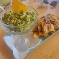 Chips and guacamole (omitted cheese) at Mr. Taco Cantina in Galveston