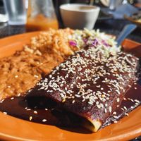 spinach and walnut enchiladas with mole at La Indita in Tucson