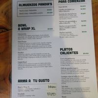 Menu at Pandia's Kitchen in Santiago